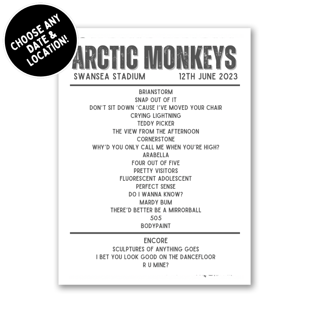 Arctic Monkeys Setlist Print