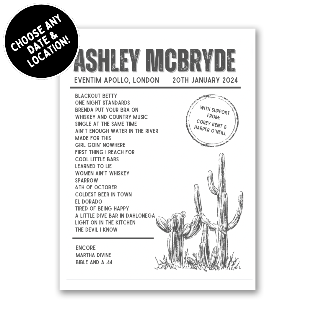 Ashley McBryde Setlist Print
