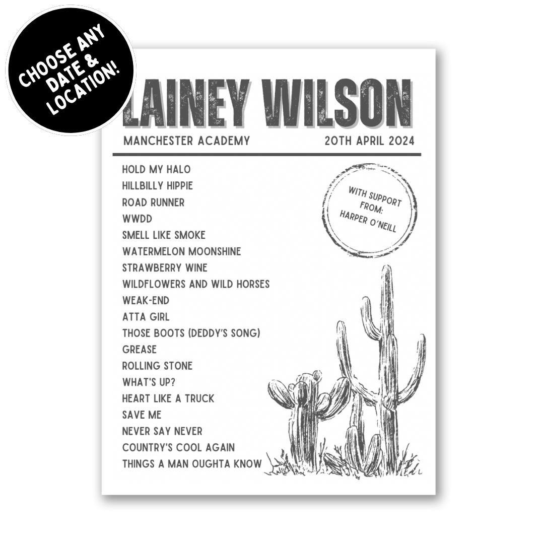 Lainey Wilson Setlist Print