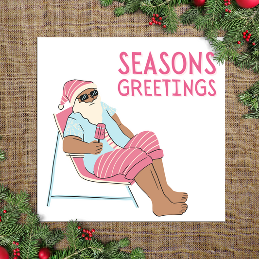 Beach Santa Christmas Card