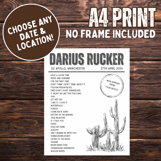 Darius Rucker Setlist - A4 Print (no frame)