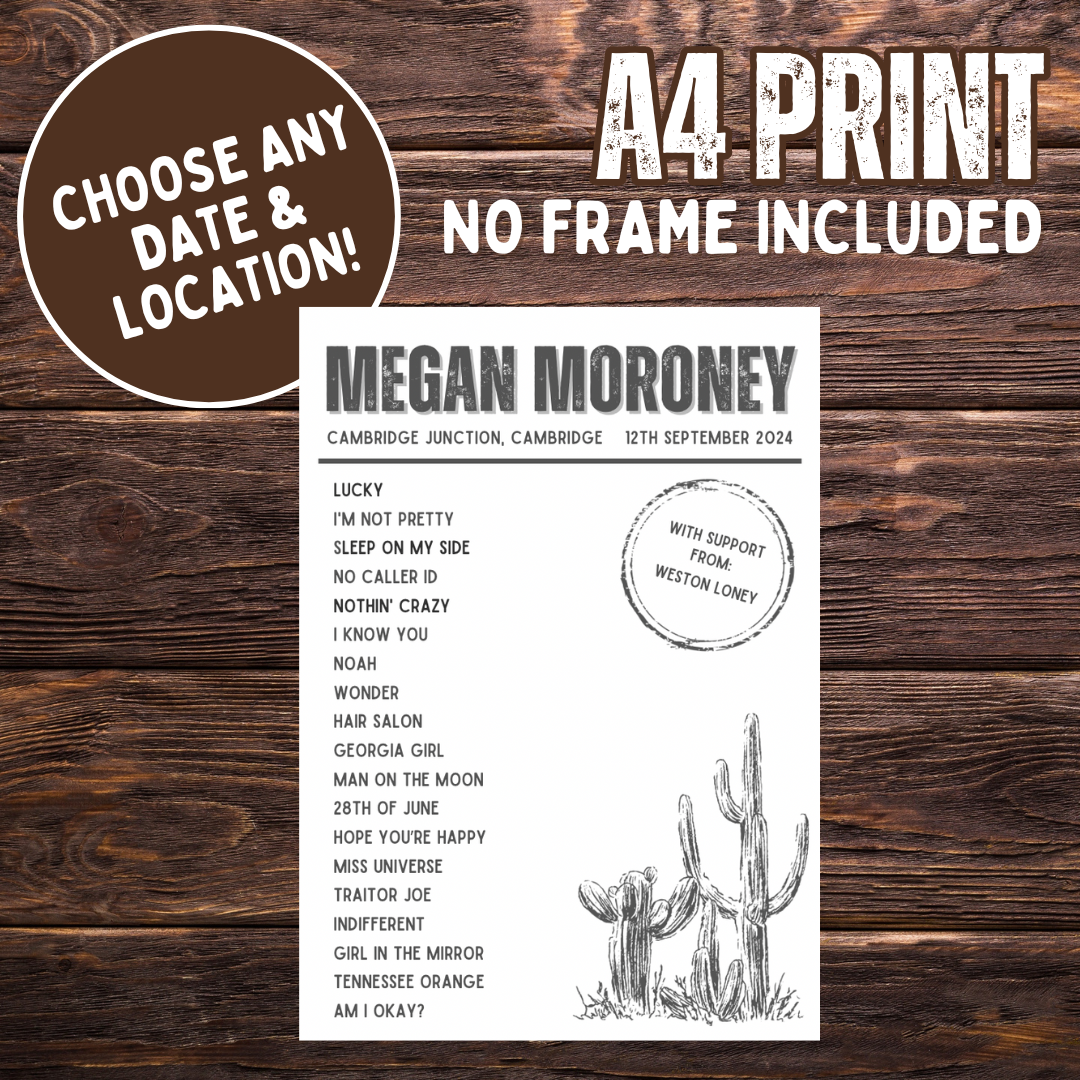 Megan Moroney Setlist - A4 Print (no frame)