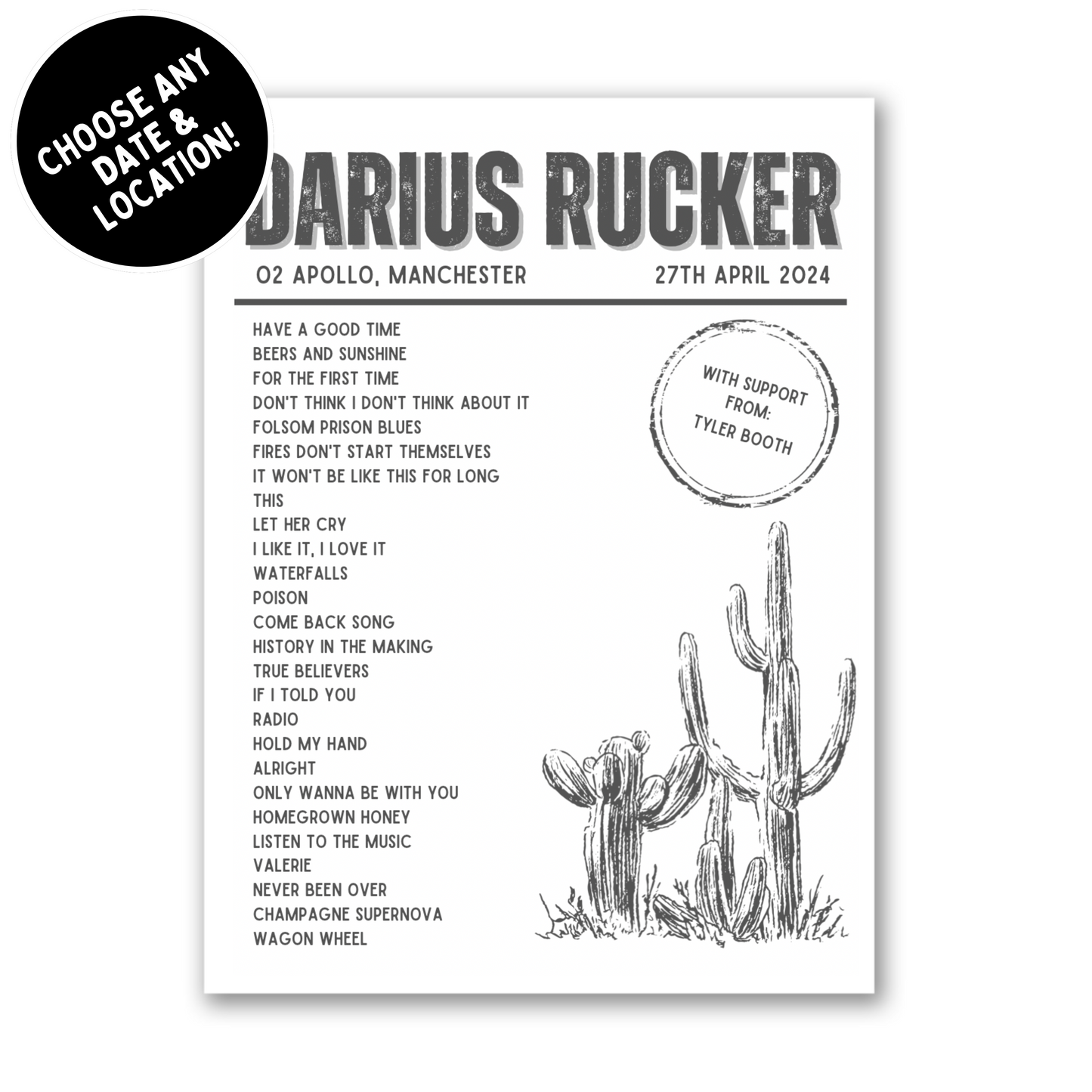Darius Rucker Setlist Print
